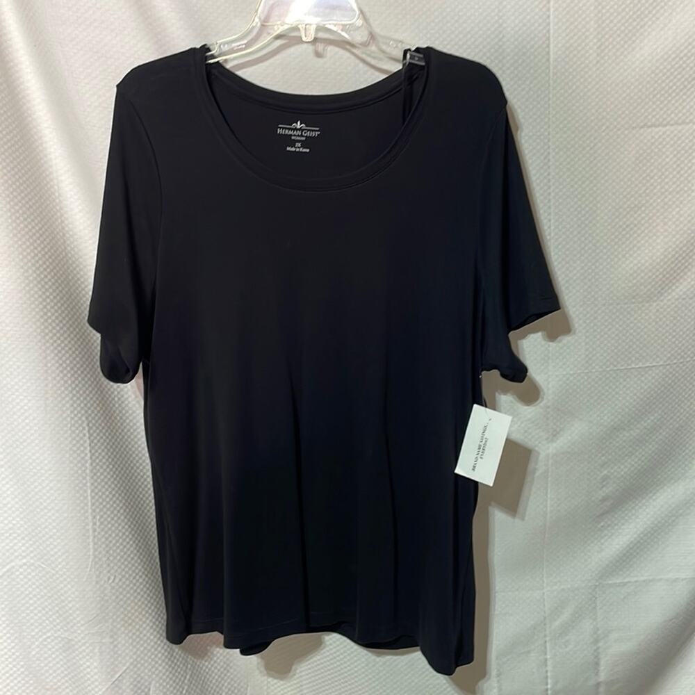 Herman Geist 2x black scoop neck short sleeve simple t shirt 💯cotton nwt
